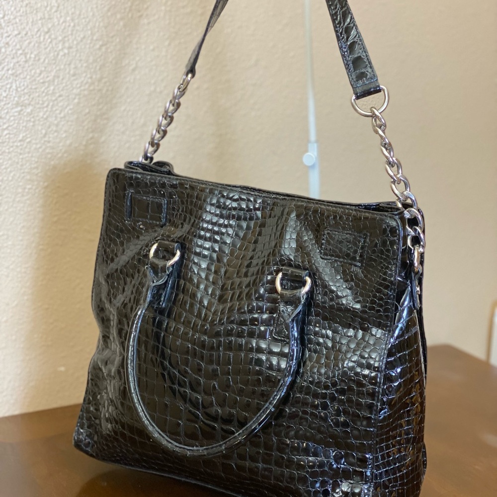 Michael Kors Black Embossed Snakeskin Leather Tote - Picture 7 of 15